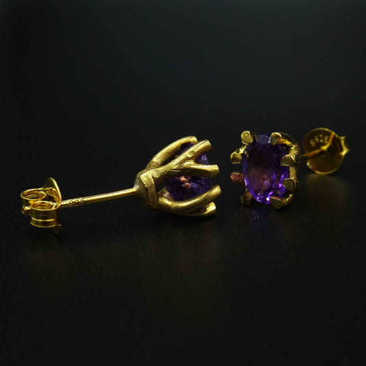 Mystic Vines Amethyst Gemstone Silver Earrings