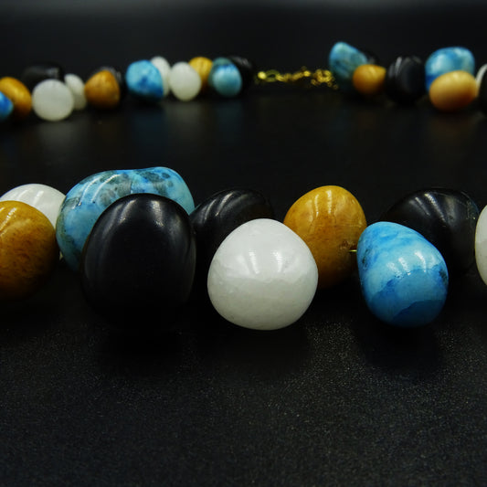 Ocean's Mosaic Agate Gemstone Necklace