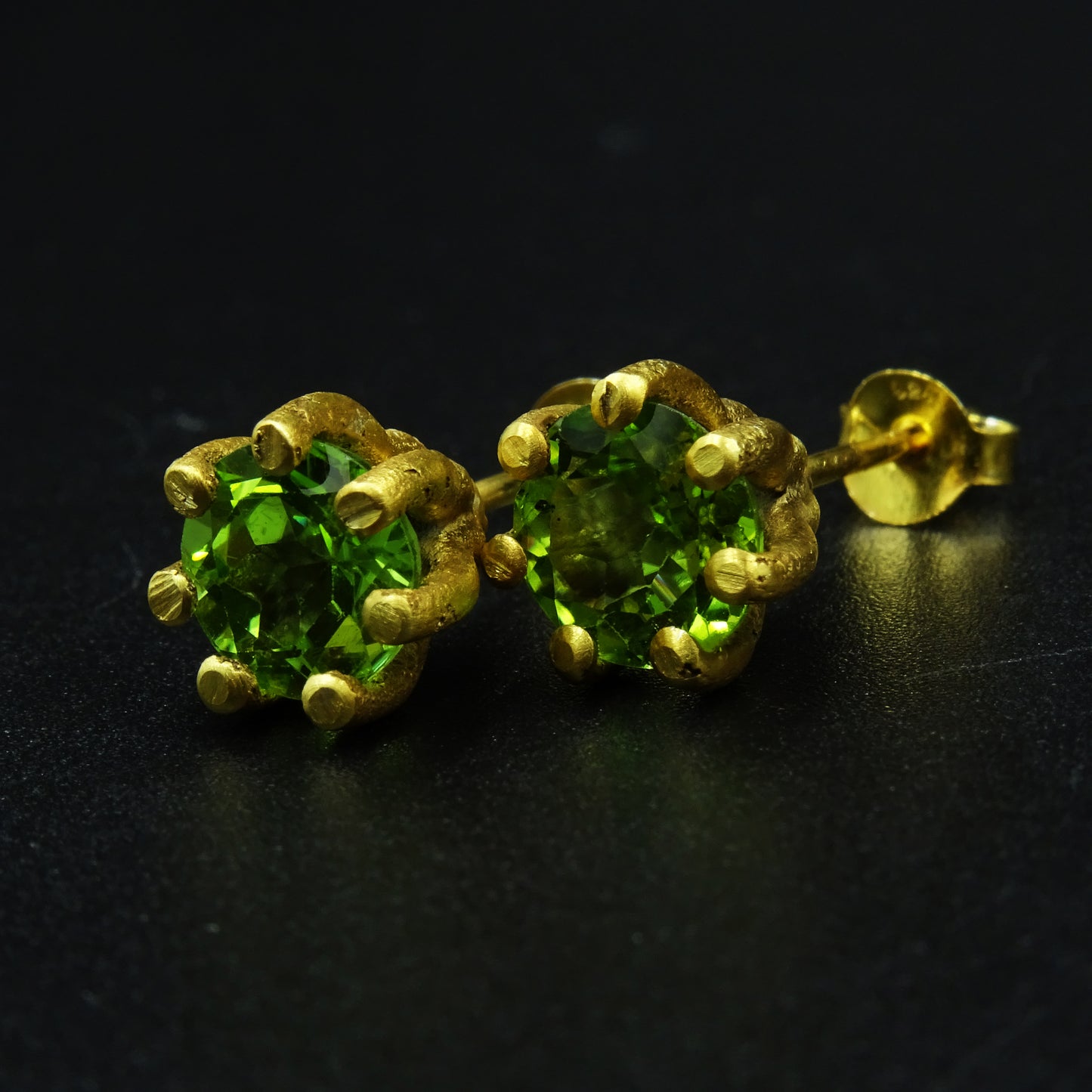 Gaia’s Clutch Peridot Gemstone Silver Earrings