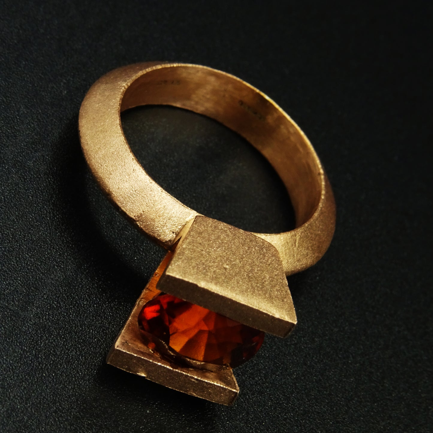 Pyra Sigil Hessonite Gemstone Silver Ring