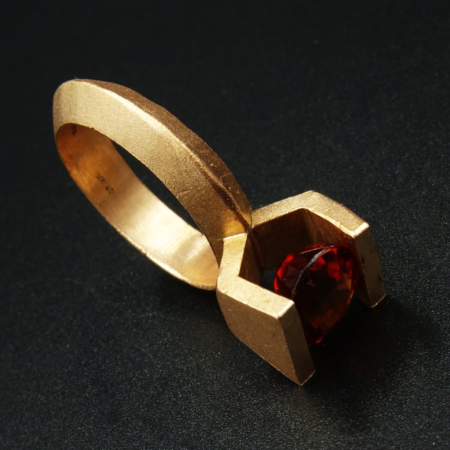 Pyra Sigil Hessonite Gemstone Silver Ring