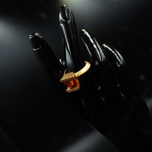 Pyra Sigil Hessonite Gemstone Silver Ring