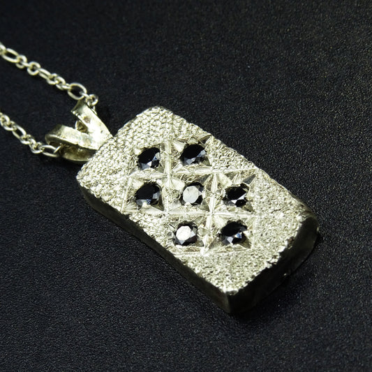 Obsidian Cipher Silver Necklace