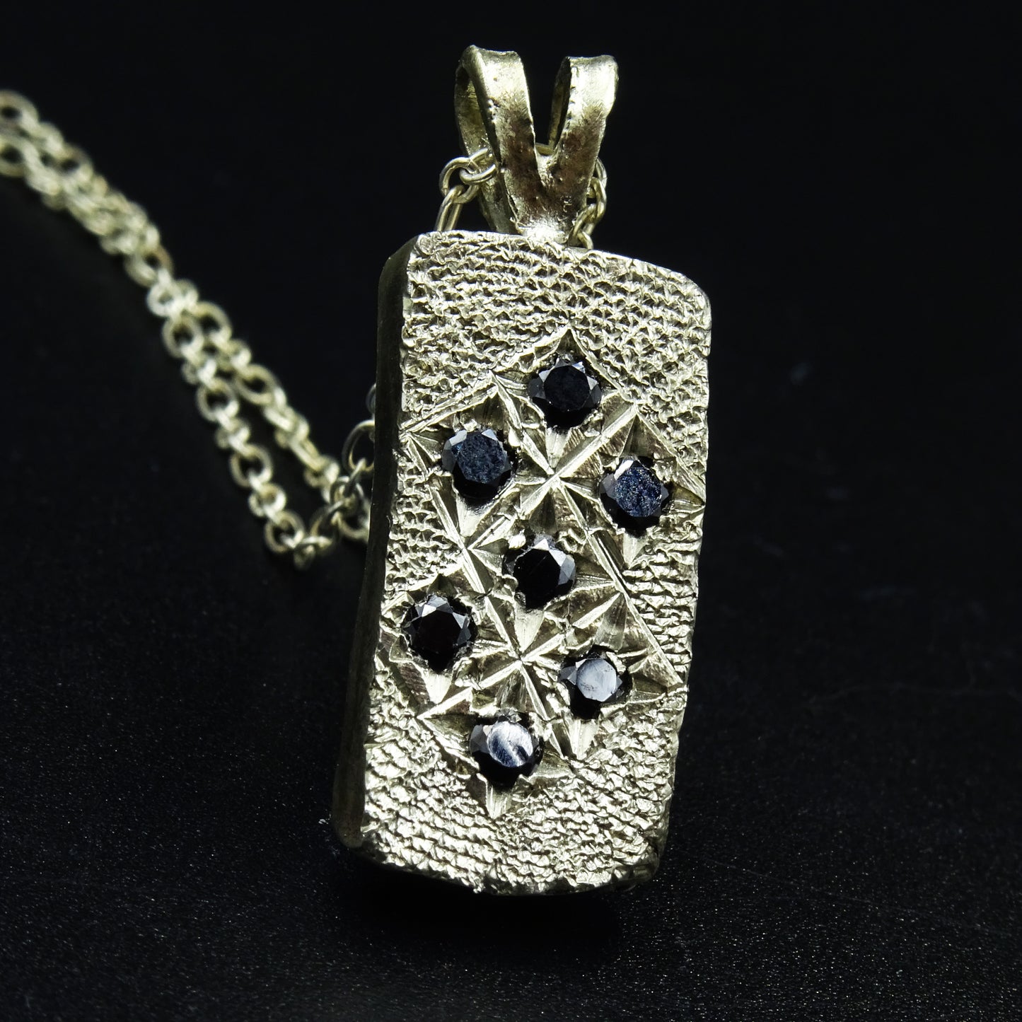 Obsidian Cipher Silver Necklace