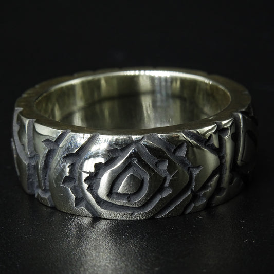 Dark Script Silver Ring