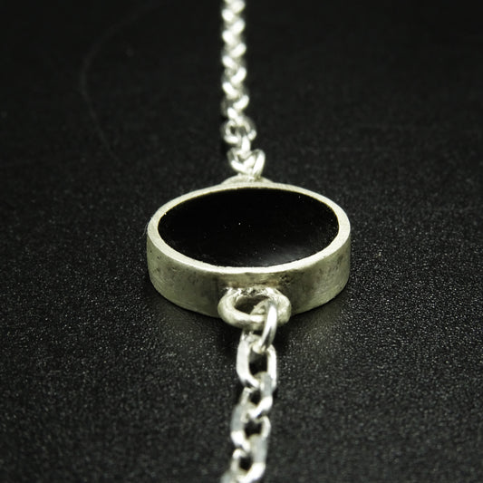 Nocturne Circle Silver & Black Enamel Set