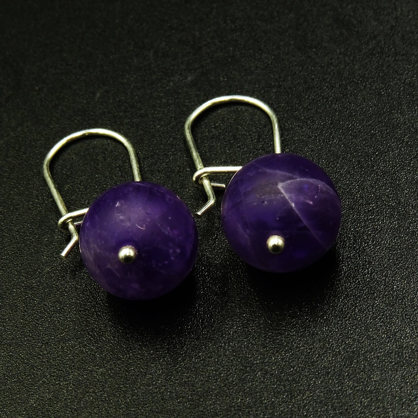 Violet Sphere Silver 925 & Amethyst Gemstone Earrings