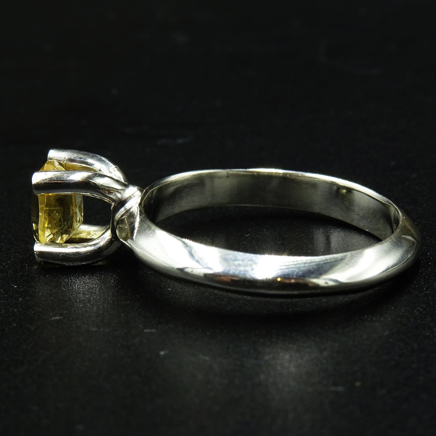 Solar Poise Citrine Gemstone Silver Ring