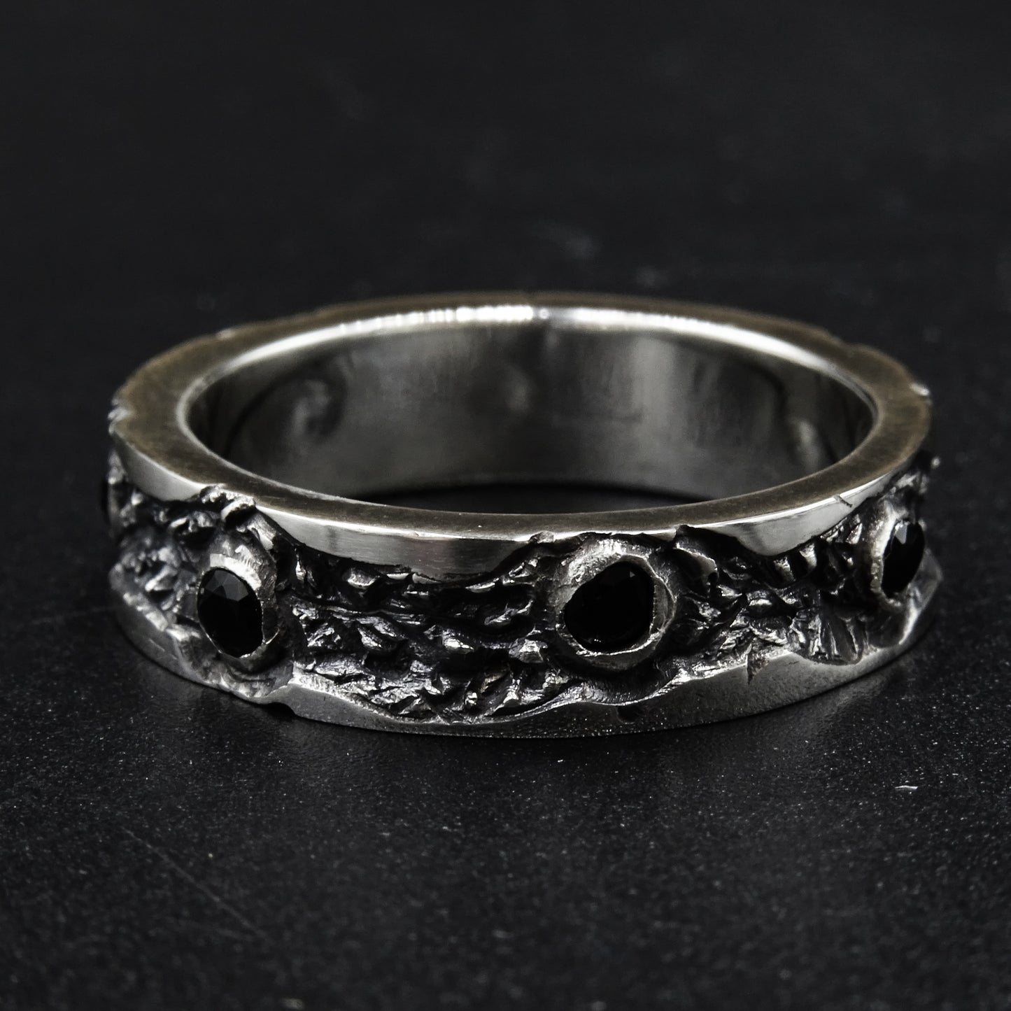 Black Vein Silver Ring
