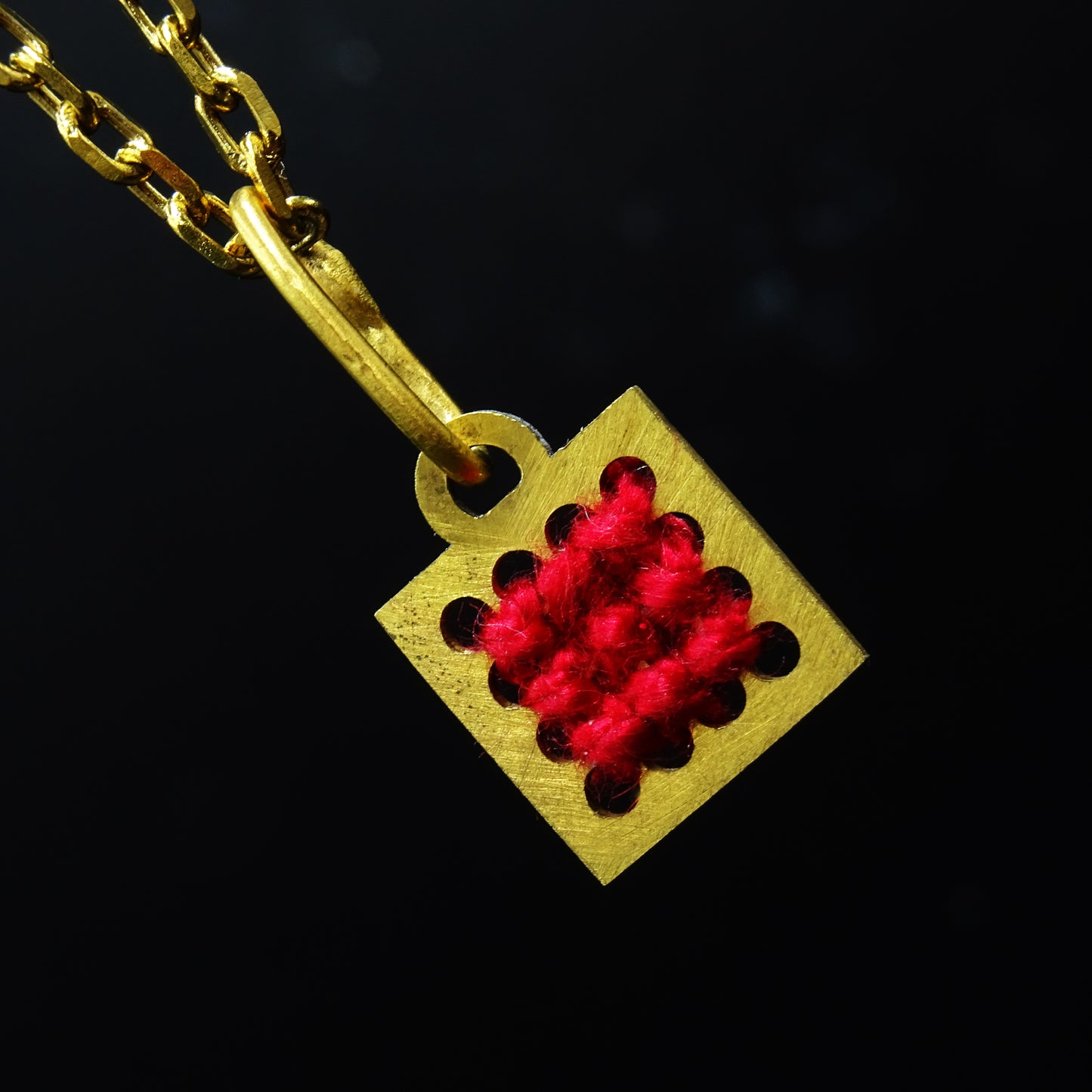 Crimson Node Brass Necklace