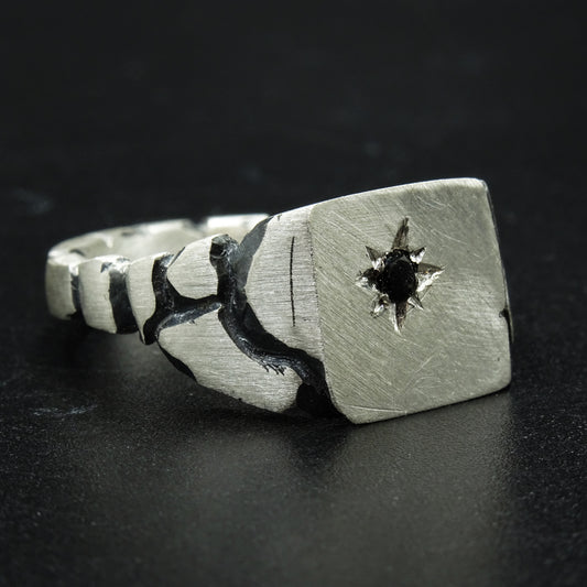 Quake Signet Silver Ring