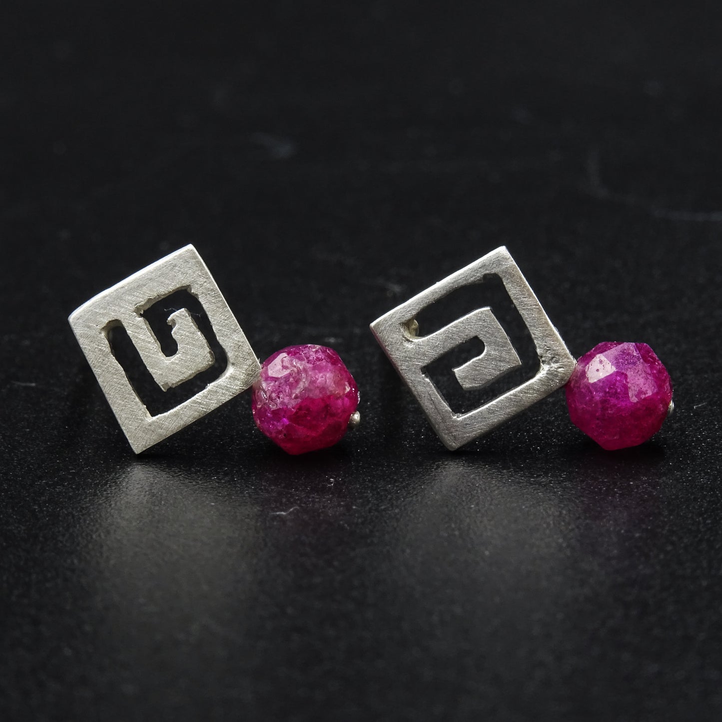 Bloom Ruby Gemstone Silver Earrings