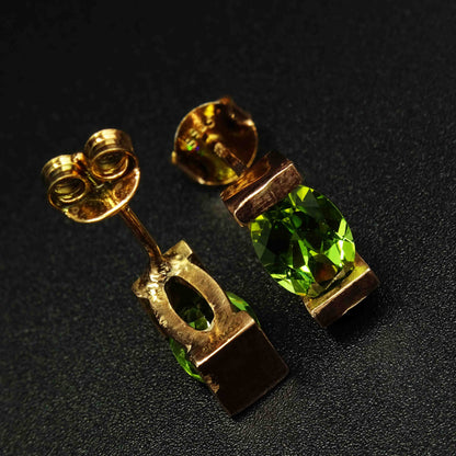 Serene Spark Peridot Gemstone Silver Earrings