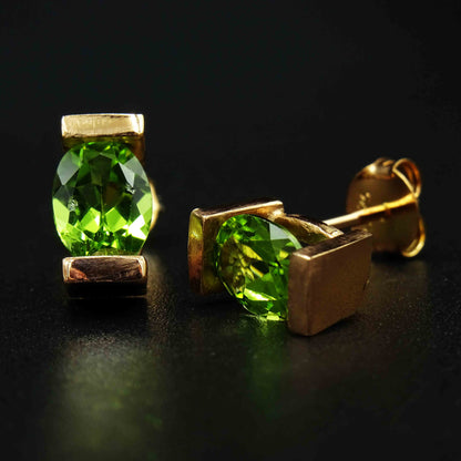 Serene Spark Peridot Gemstone Silver Earrings