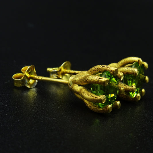 Gaia’s Clutch Peridot Gemstone Silver Earrings