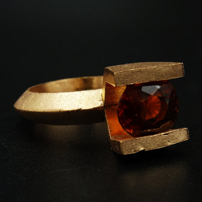 Pyra Sigil Hessonite Gemstone Silver Ring