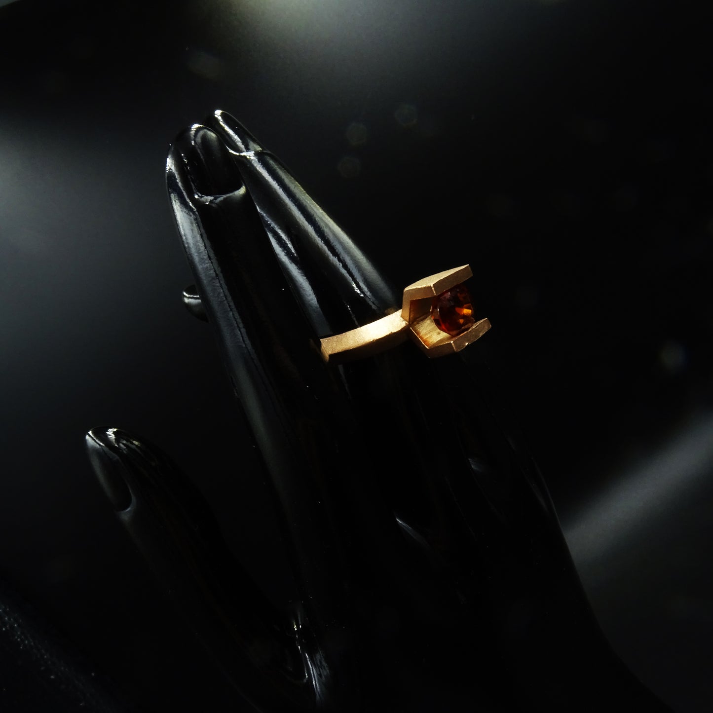 Pyra Sigil Hessonite Gemstone Silver Ring