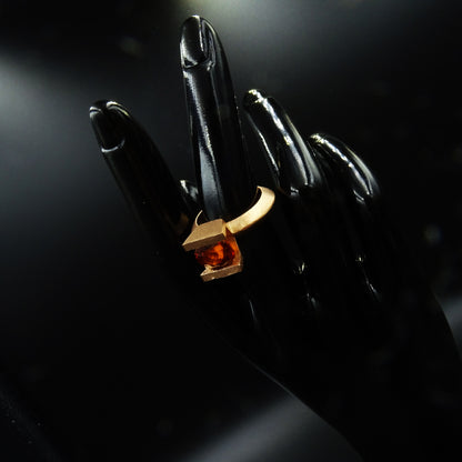 Pyra Sigil Hessonite Gemstone Silver Ring