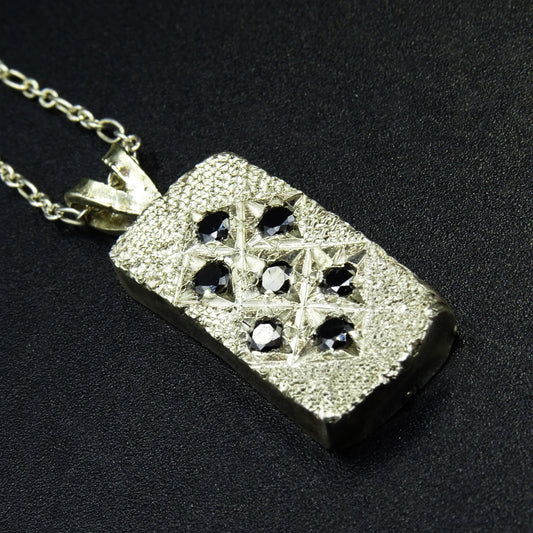 Obsidian Cipher Silver Necklace