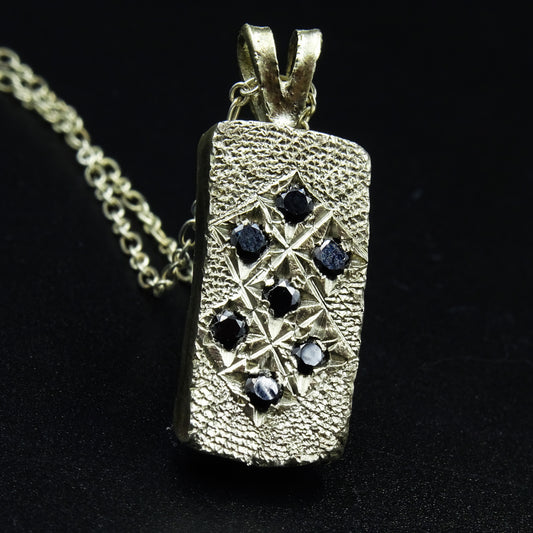 Obsidian Cipher Silver Necklace