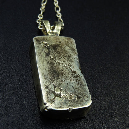 Obsidian Cipher Silver Necklace