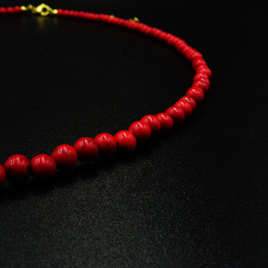 Scarlet Vein Howlite Gemstone Necklace