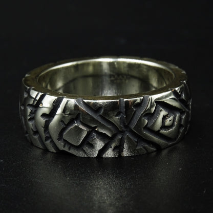 Dark Script Silver Ring