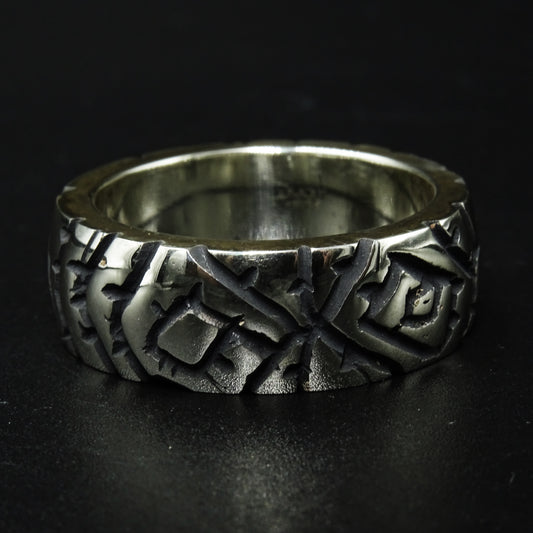 Dark Script Silver Ring