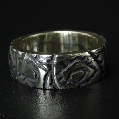 Dark Script Silver Ring