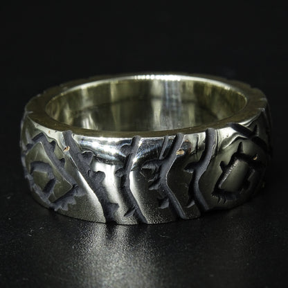 Dark Script Silver Ring