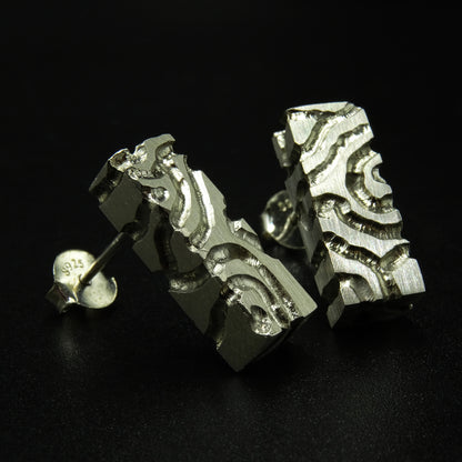 Broken Continuum Silver Earrings