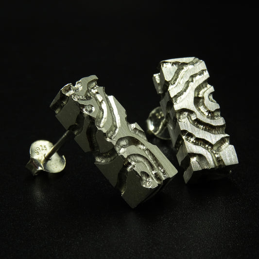 Broken Continuum Silver Earrings