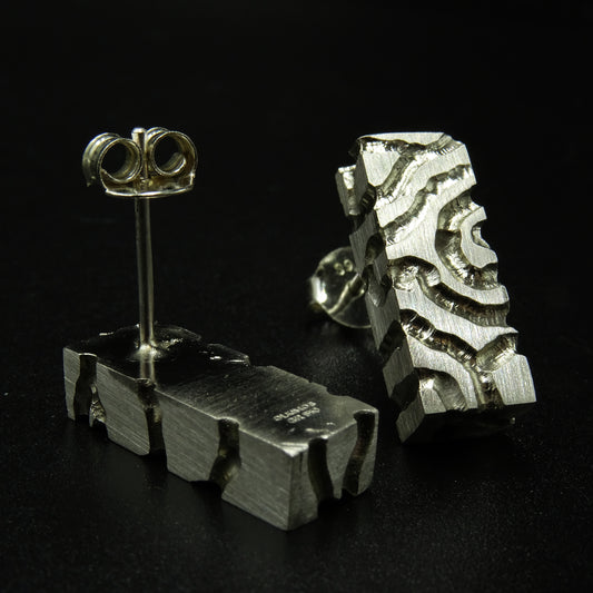 Broken Continuum Silver Earrings