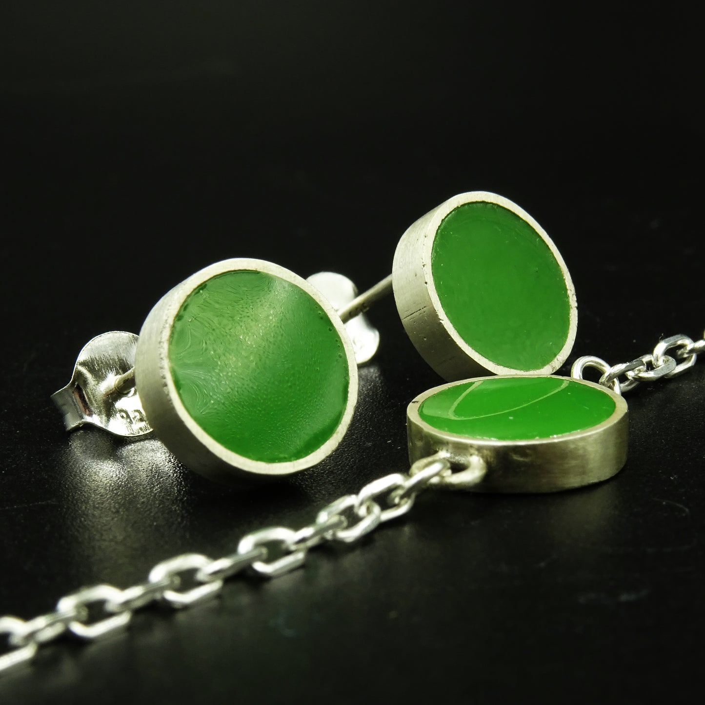 Limecrest Core Silver & Green Enamel Set