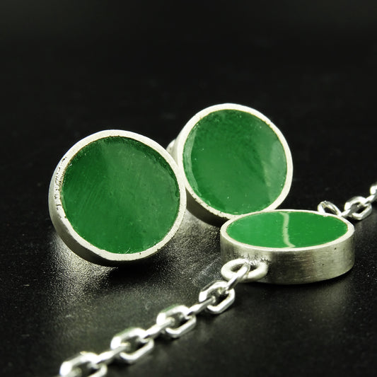 Vitalis Silver & Green Enamel Set