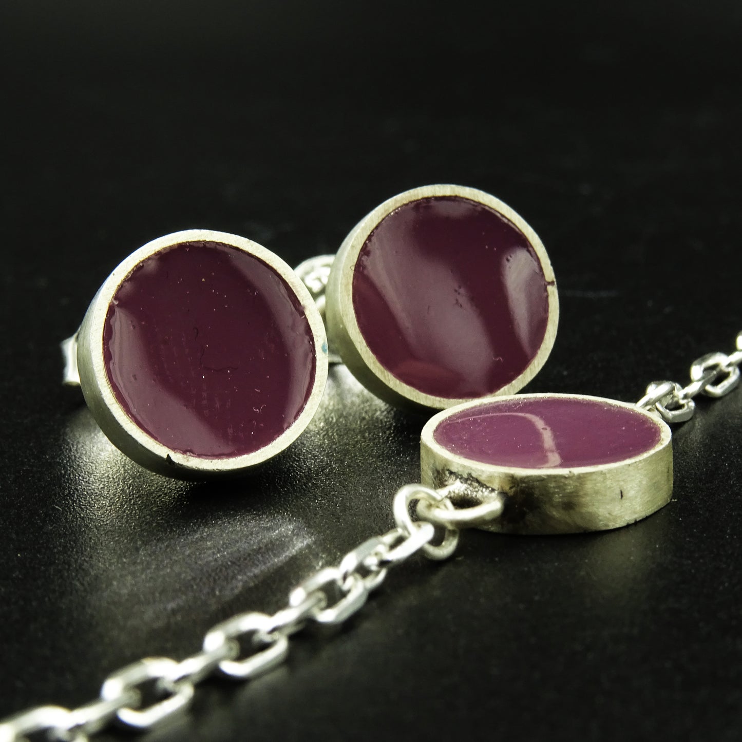 Mauve Horizon Silver &  Mauve Purple Enamel Set