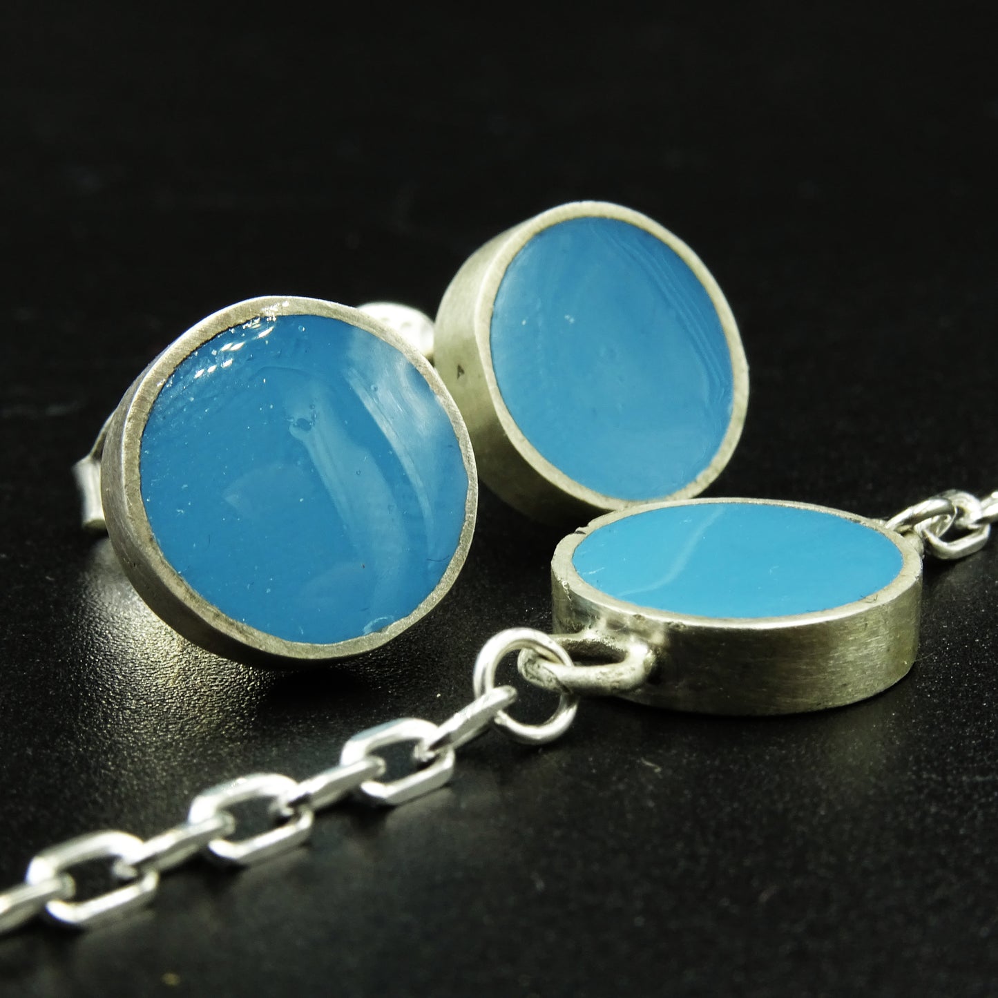 Blue Arcadia Silver & Blue Enamel Set