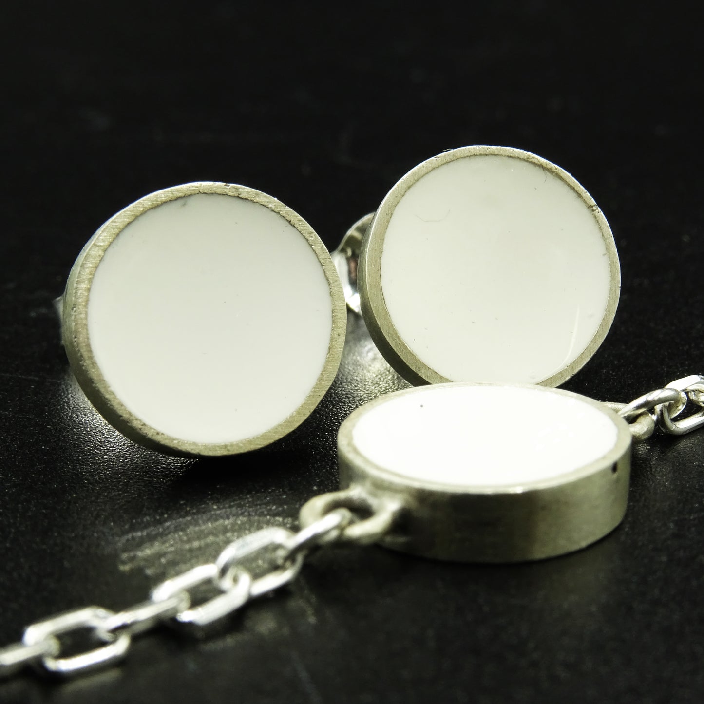 White Halo Silver & White Enamel Set