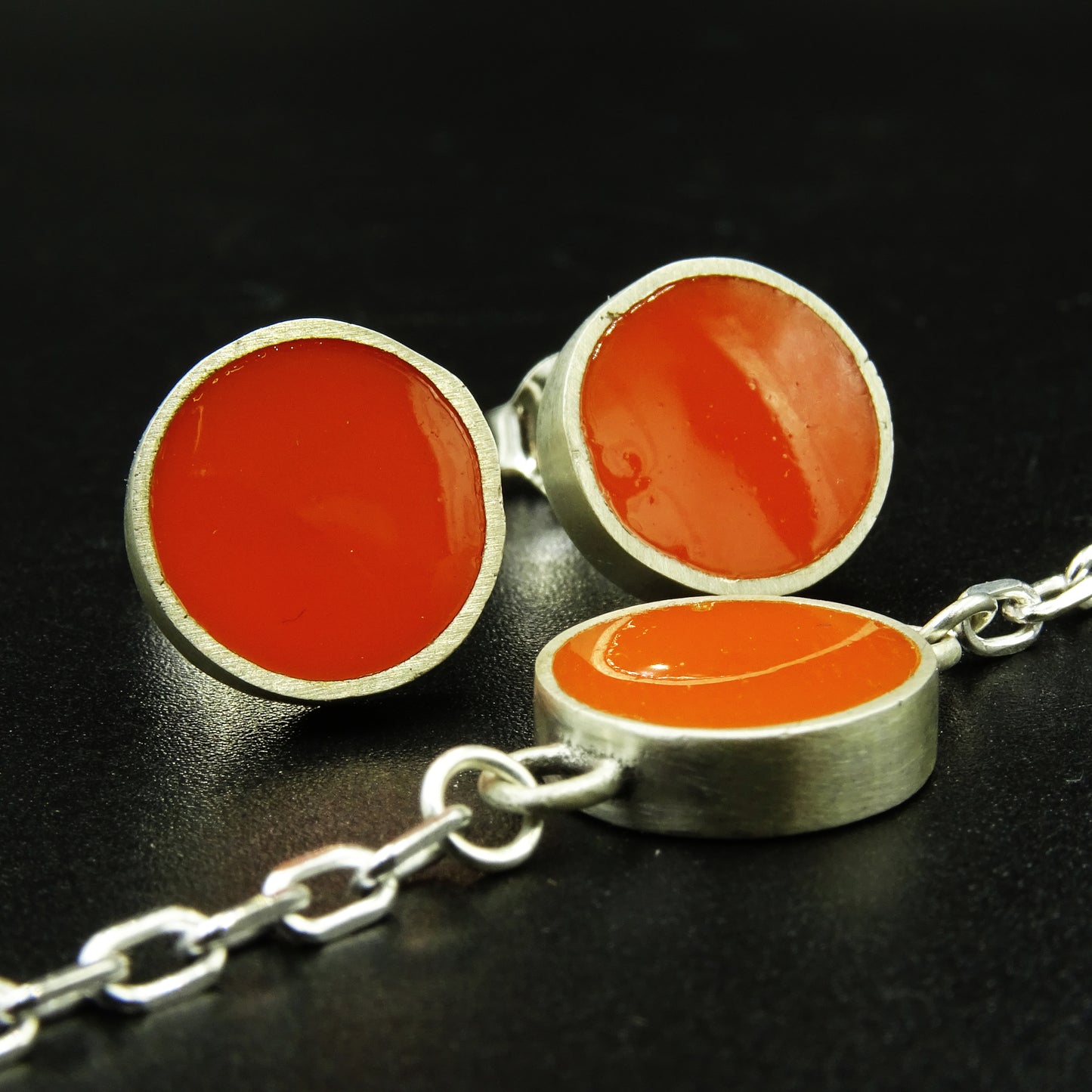 Ember Arc Silver & Orange Enamel Set