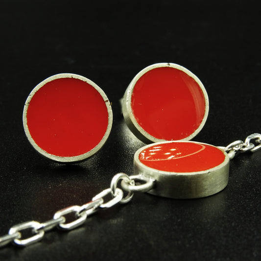 Redflare Core Silver & Bright Red Enamel Set