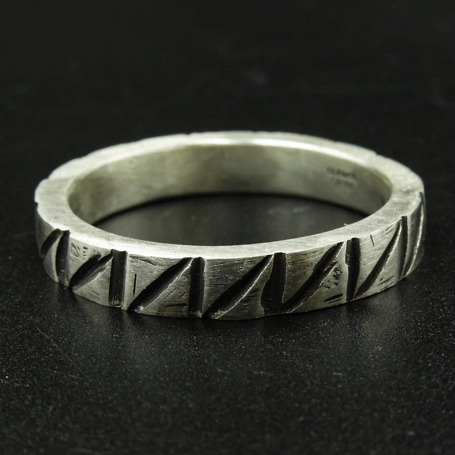 Slanted Pulse Silver Ring