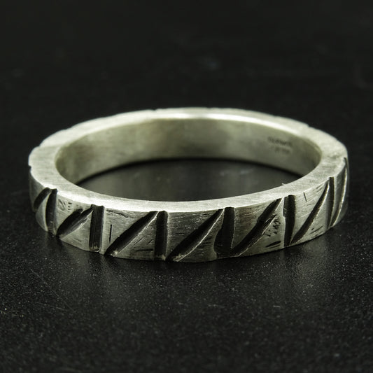 Slanted Pulse Silver Ring