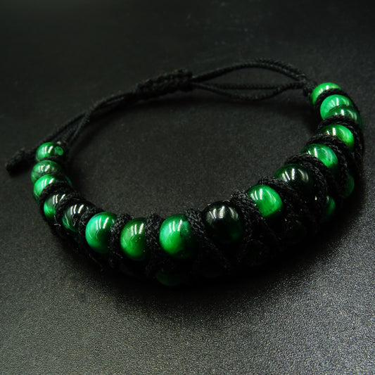 Verdant Core Green Tiger’s Eye Gemstone Bracelet
