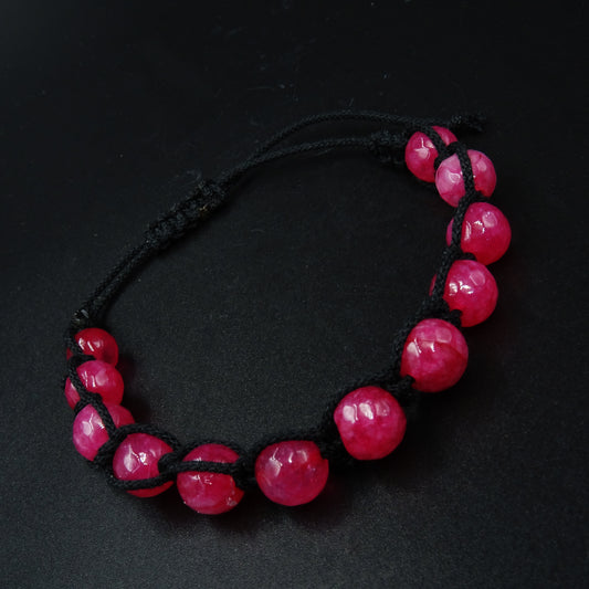 Crimson Pulse Jade Gemstone Bracelet