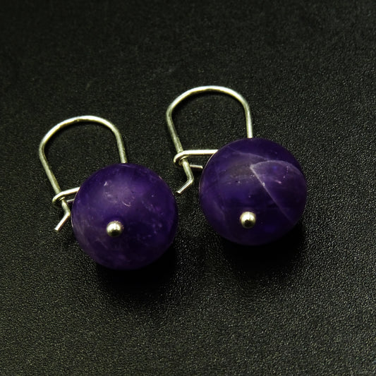 Violet Sphere Silver 925 & Amethyst Gemstone Earrings