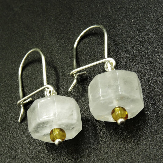 Winter Core Silver 925 & White Quartz Gemstone Earrings