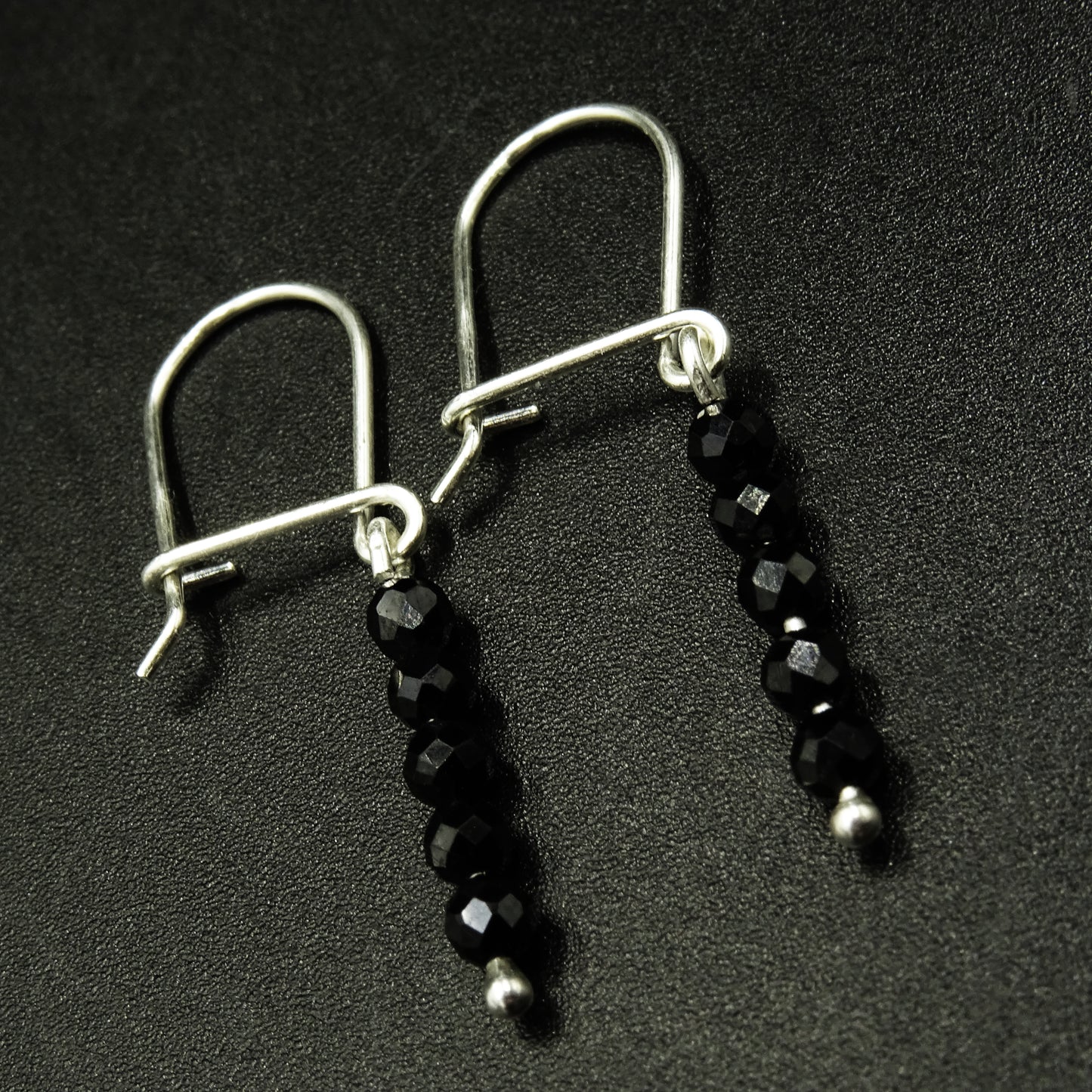 Night Loom Silver 925 & Black Spinel Gemstone Earrings