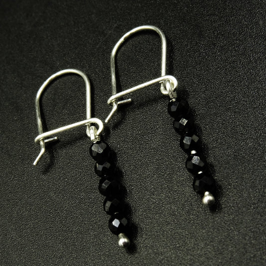 Night Loom Silver 925 & Black Spinel Gemstone Earrings