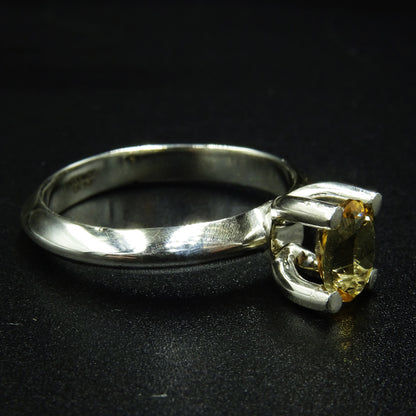 Solar Poise Citrine Gemstone Silver Ring