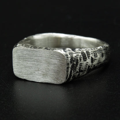 Ashen Signet Silver Ring